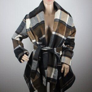 Chicwish, Rabato Coat, Women's S, Black and Brown, NEW